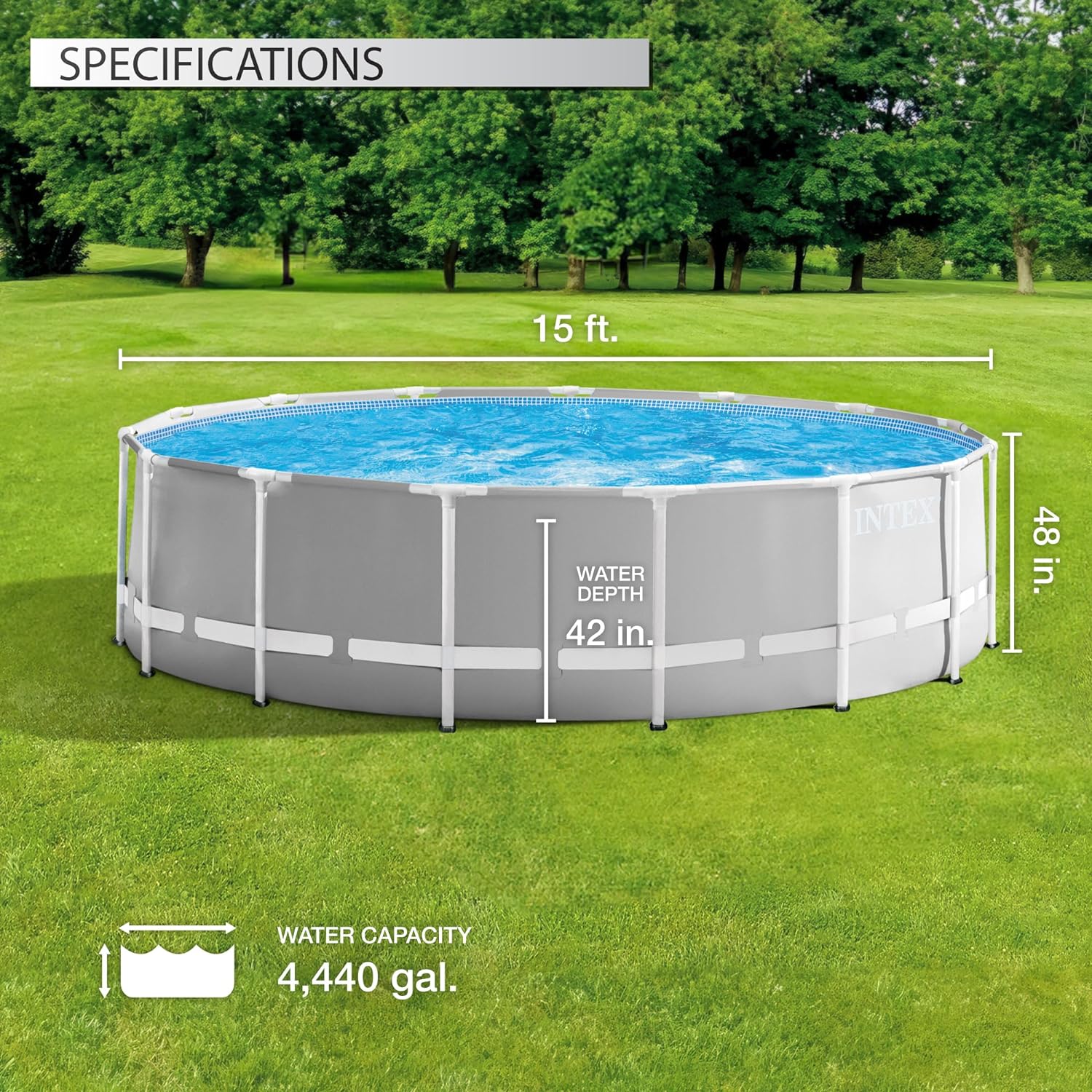 Intex 10 Feet Round Prism Metal Frame Above Ground Outdoor Backyard Swimming Family Pool for Kids and Adults ages 6 and Up - Image 13