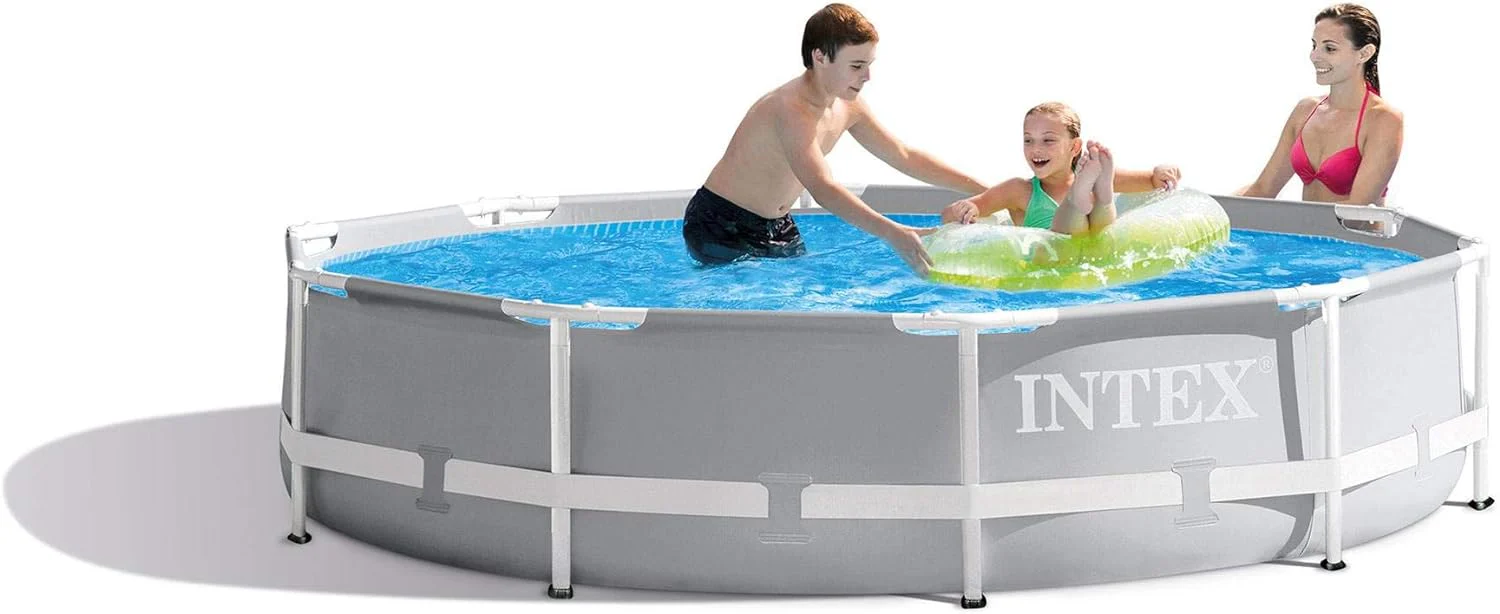 Intex 10 Feet Round Prism Metal Frame Above Ground Outdoor Backyard Swimming Family Pool for Kids and Adults ages 6 and Up - Image 6