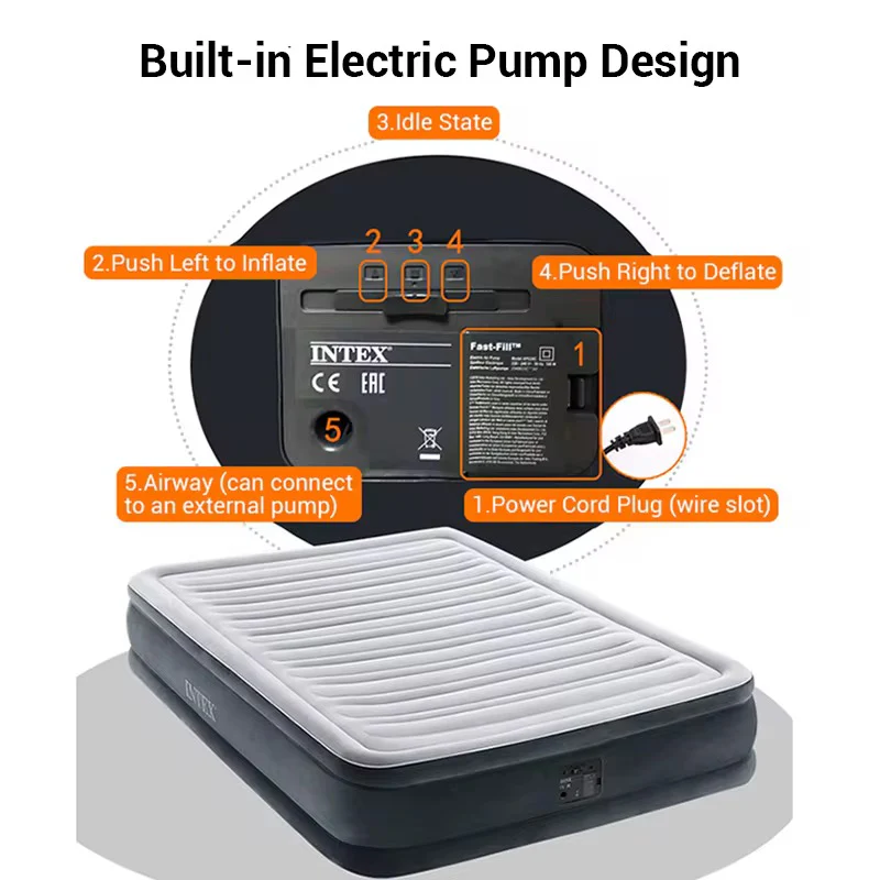Intex Double Inflatable Mattress Airbed With in-built electric pump - Image 4