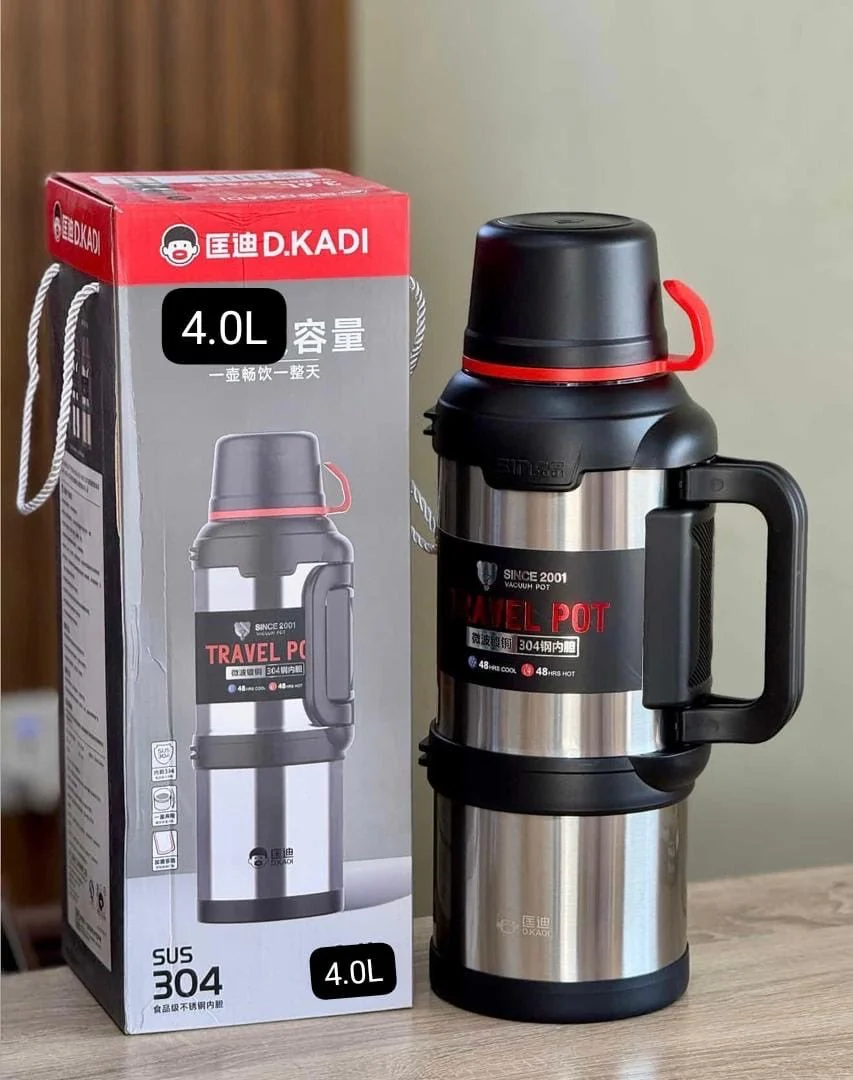 KD Vacuum Thermo Flask 3L & 4L Stainless Steel – 24 Hours Hot & Cold Silver - Image 2