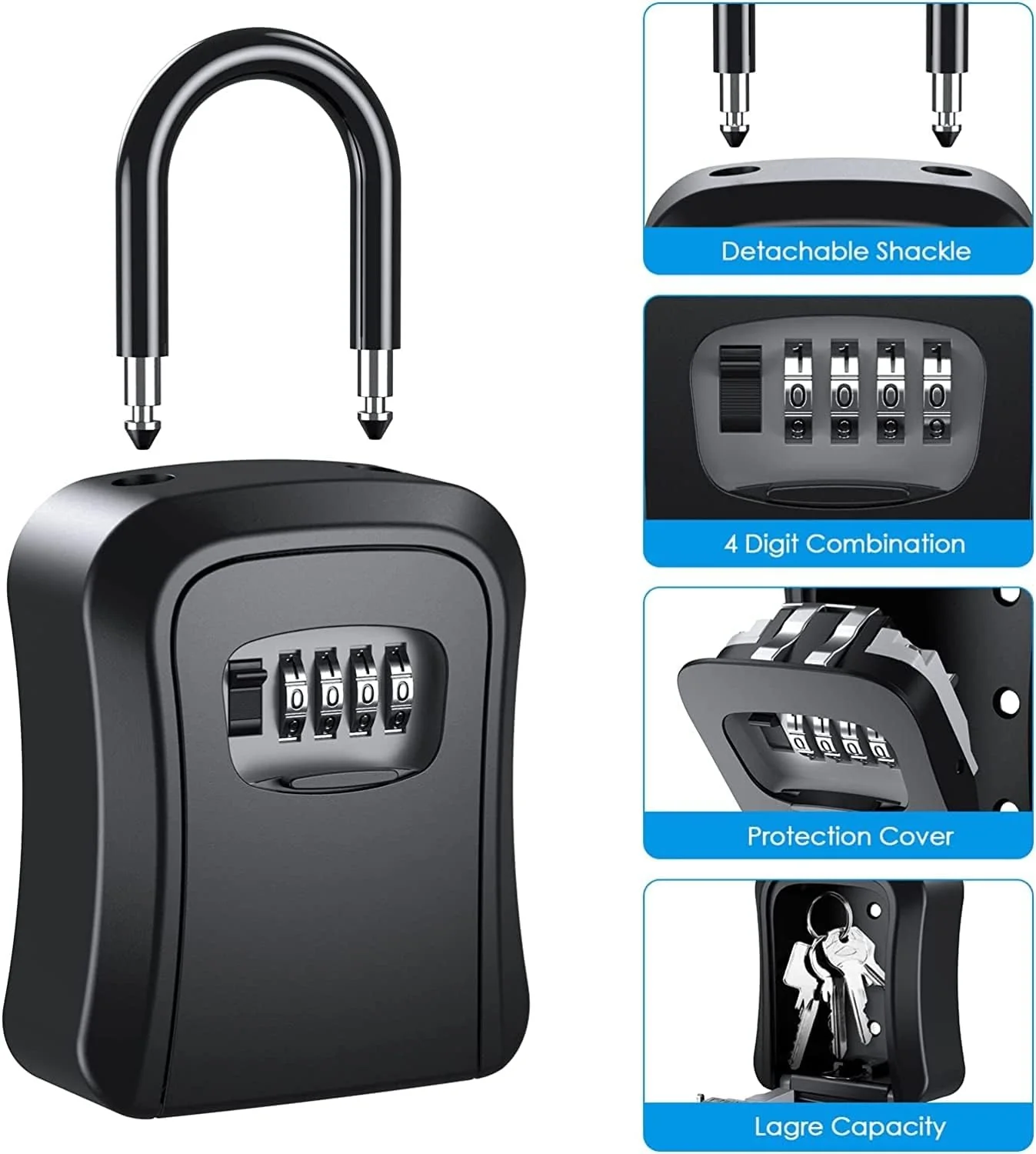 Key Lock Box, Wall Mounted Key Safe Box - Image 2