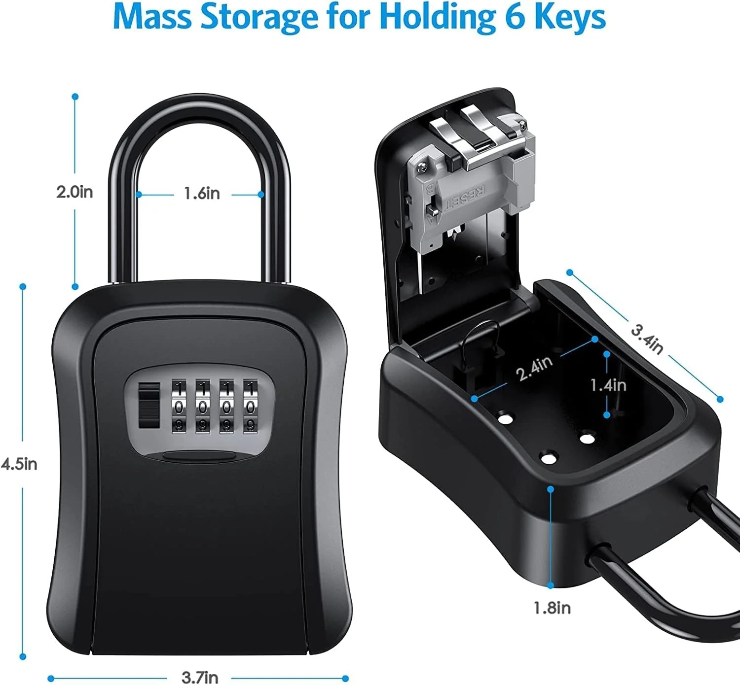 Key Lock Box, Wall Mounted Key Safe Box - Image 3