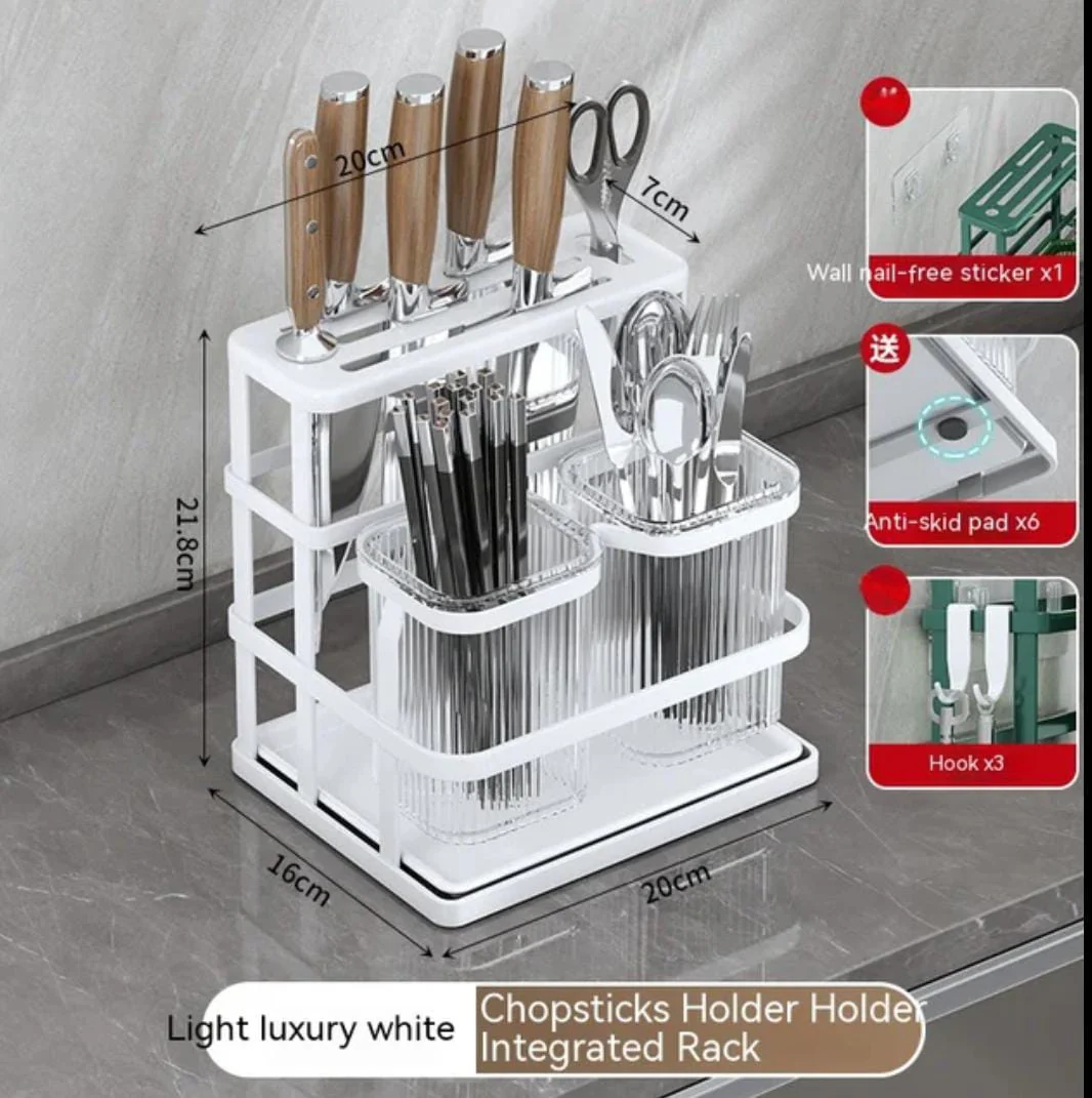 Kitchen Cutlery Stand with Bottom Drip Tray - Image 2