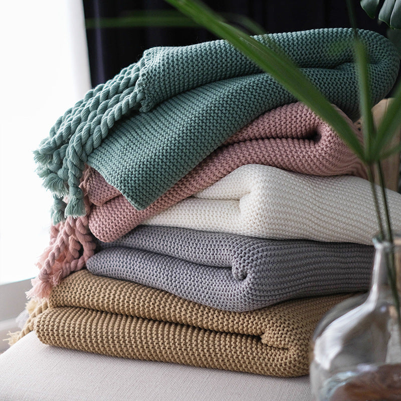 Knitted Throw Blanket With Tassels  Fringe Throw for Couch Bed Sofa - Image 10