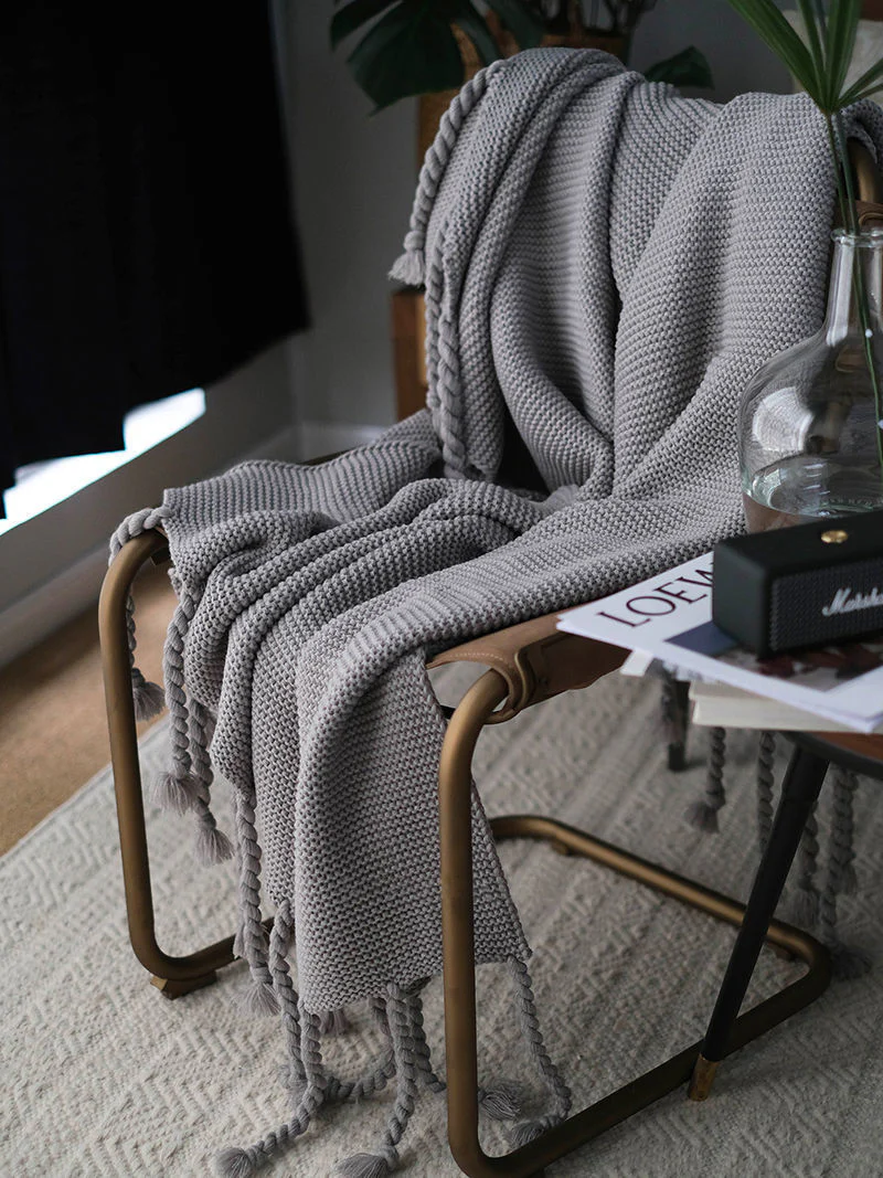 Knitted Throw Blanket With Tassels  Fringe Throw for Couch Bed Sofa - Image 12