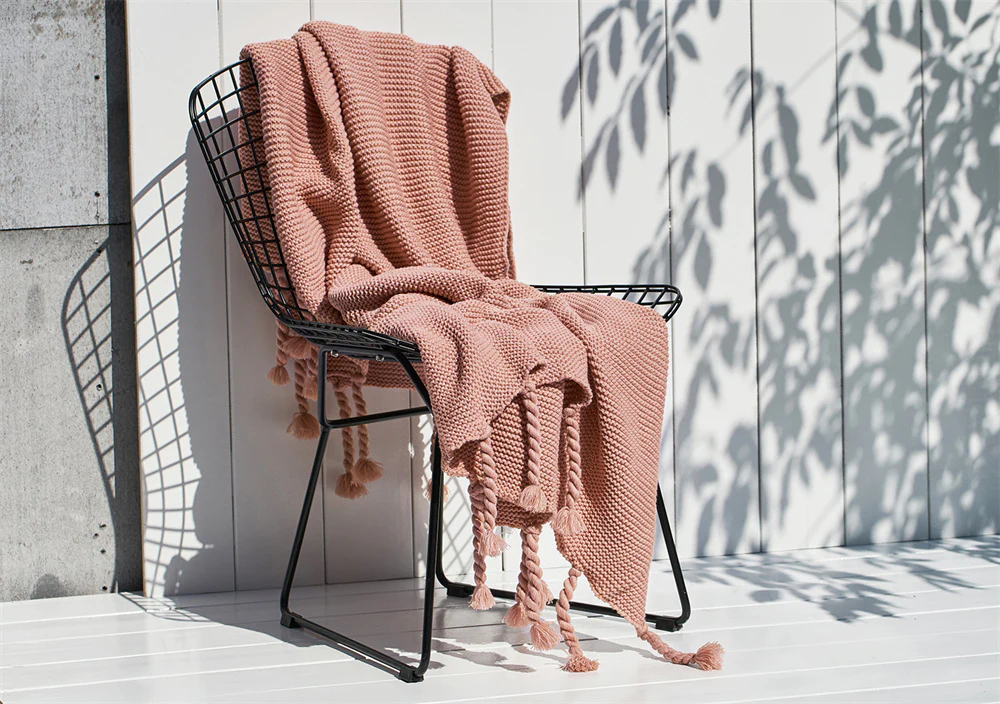 Knitted Throw Blanket With Tassels  Fringe Throw for Couch Bed Sofa - Image 13