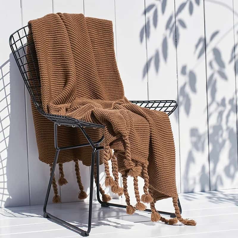 Knitted Throw Blanket With Tassels  Fringe Throw for Couch Bed Sofa - Image 6