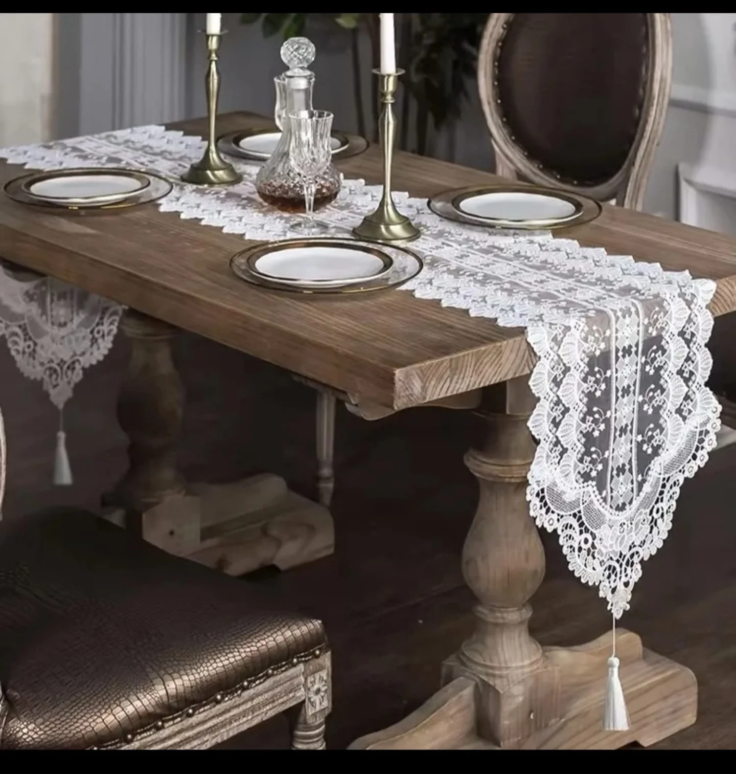 Lace Table Runner 35cm x 210cm – Embroidered Fabric Table Mat for Dining Room Living Room - Image 2