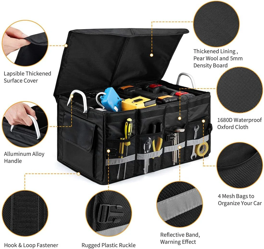 Large capacity car boot organizer with compartments - Image 6