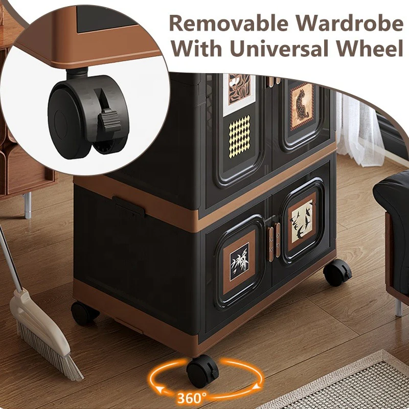 Large Capacity Foldable Wardrobe Portable Closet with Wheels | Easy-Assemble Removable Storage Cabinet for Baby, Kids & Adults - Image 4