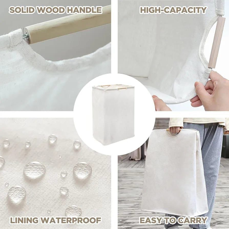 Large capacity  Laundry Hampers with bamboo Handles - Image 3