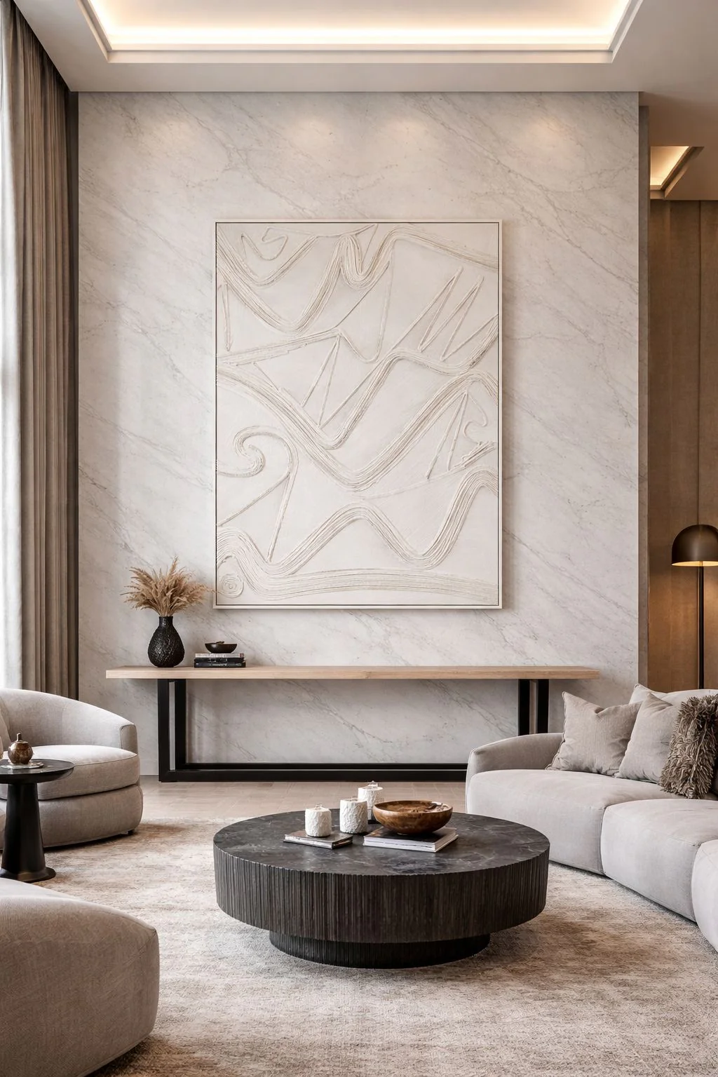 Large Geometric Textured Wall Art – Sculptural 3D Panel 102x142cm - Image 2