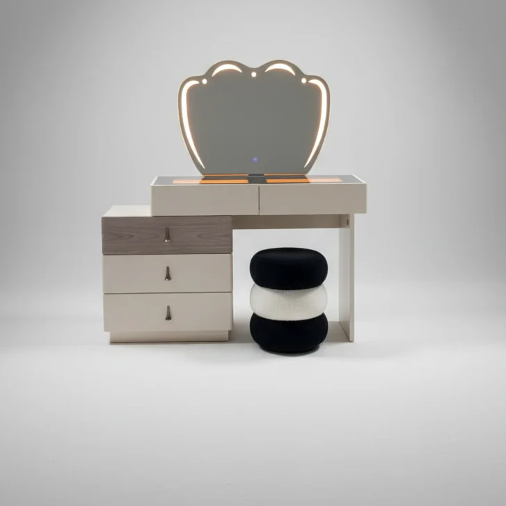 Large Modern Vanity Desk with LED Mirror Light Chair and Storage Shelves for Makeup and Grooming - Image 2
