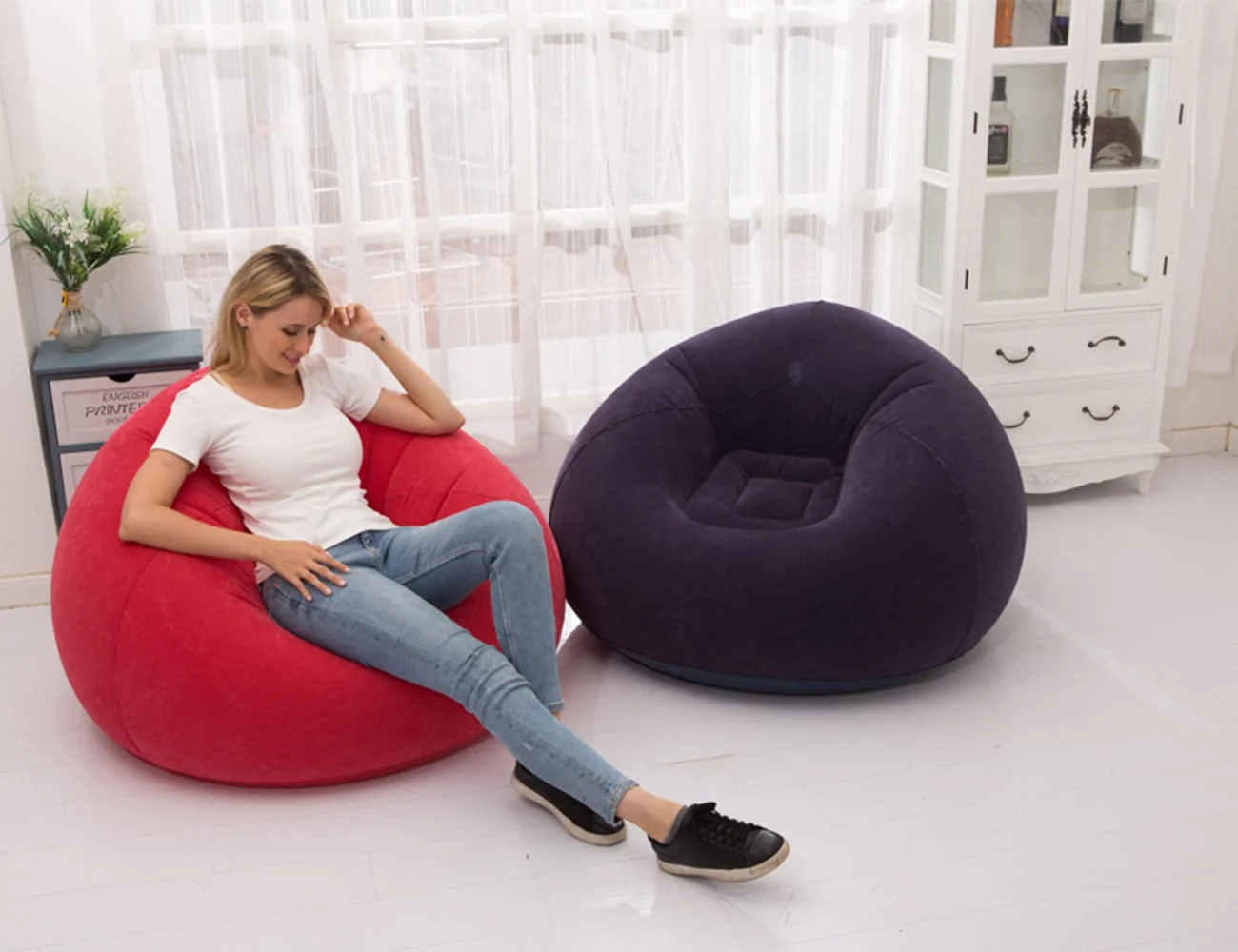 Lazy Inflatable Sofa Seat Inflatablke Bean Bag With Pump - Image 5