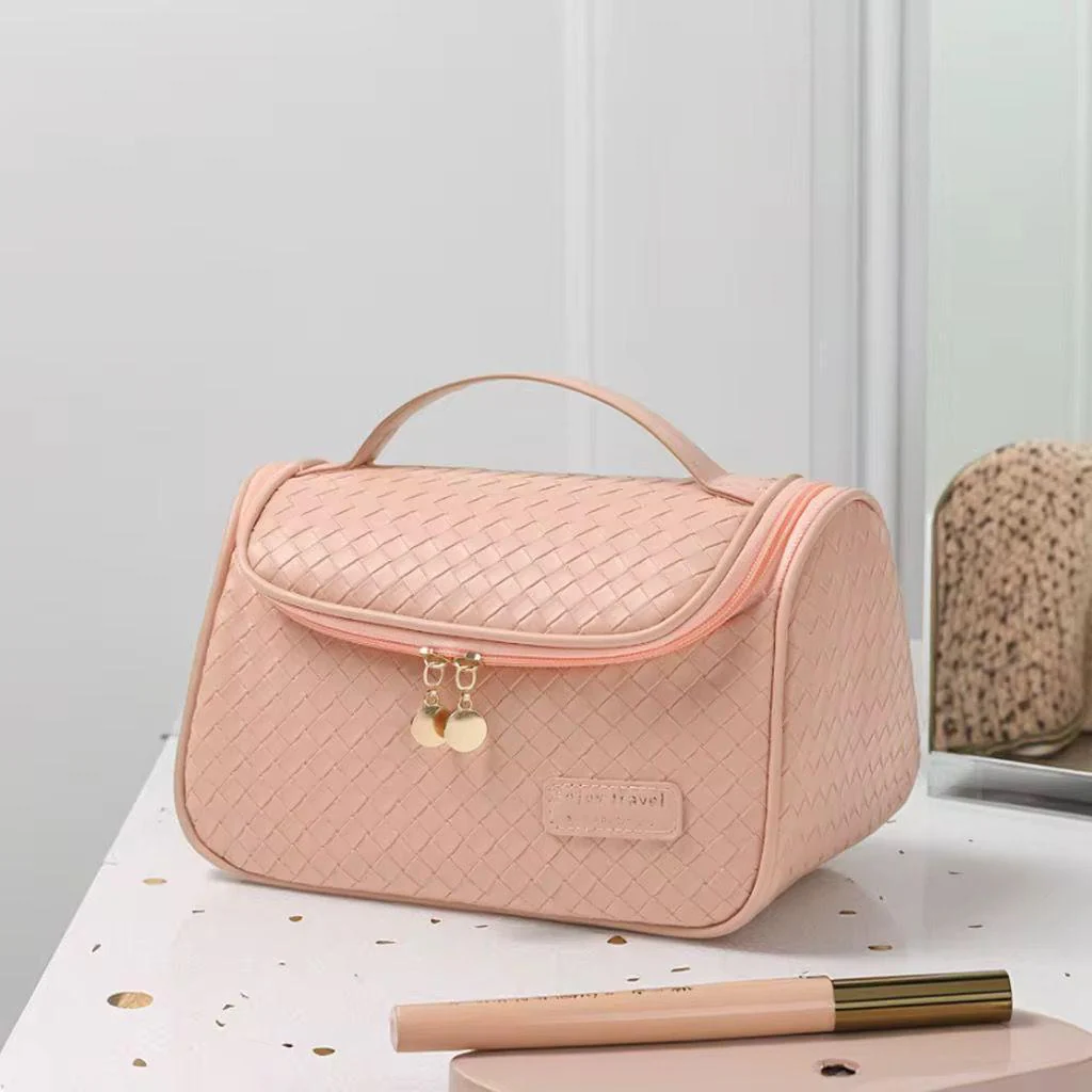 Leather Makeup & Cosmetics Organizer Travel Bag | Portable Vanity Bag - Image 4