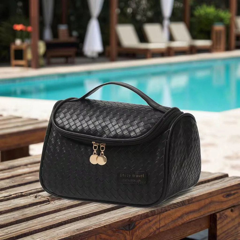 Leather Makeup & Cosmetics Organizer Travel Bag | Portable Vanity Bag - Image 5