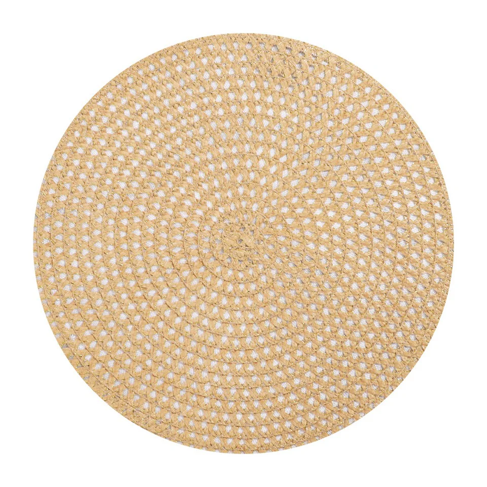 Linen Placemats Set, Round Woven Table Mats, 100% Linen Heat-Resistant Washable Dining Decor, Checkered Pattern for Home & Kitchen Use - Image 3