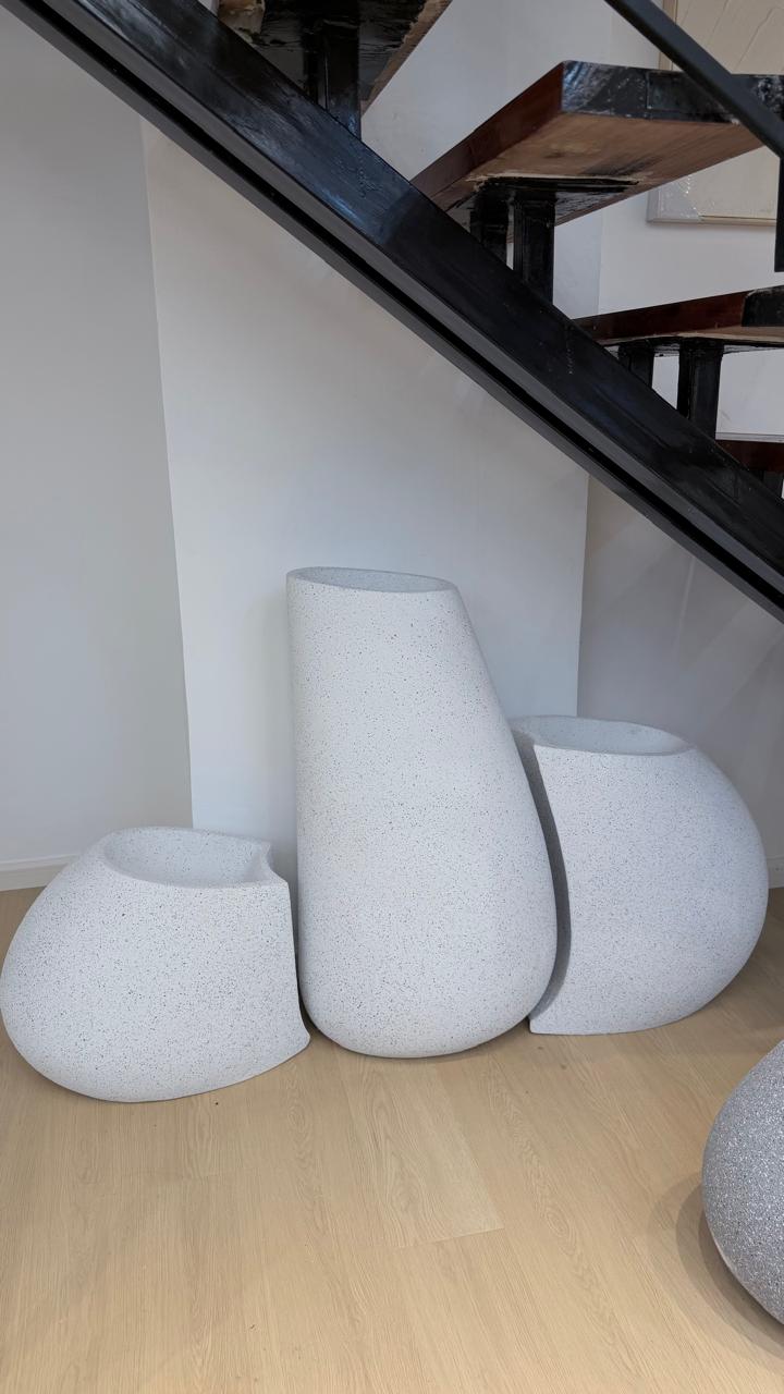 Luxury 3-Piece Floor Flower Vase Planter Set – Stone Finish - Image 3