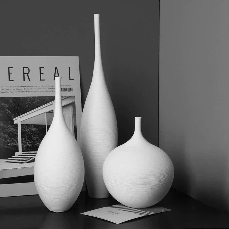 Luxury 3pc white brushed decor vases - Image 2