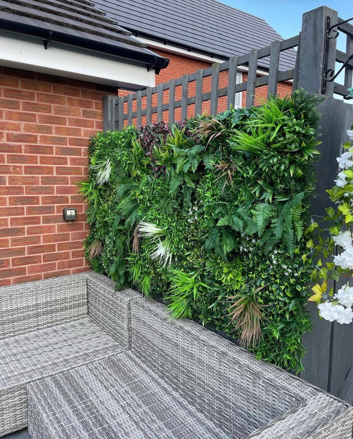 Luxury Bloom Artificial Green Plant Wall Panel 1M x 1M - Image 5