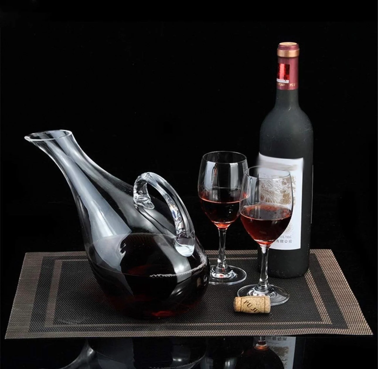 Luxury Crystal Glass Decanter Set with 6 Red Wine Glasses | Elegant Dinner & Barware Gift Set - Image 3