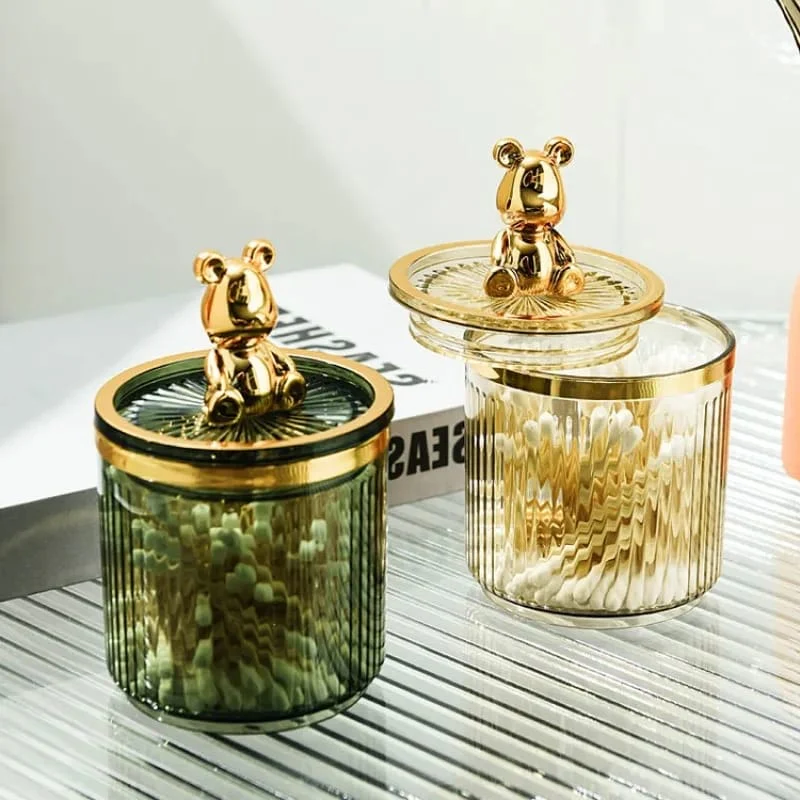 Luxury cute bear cotton swab storage box - Image 3