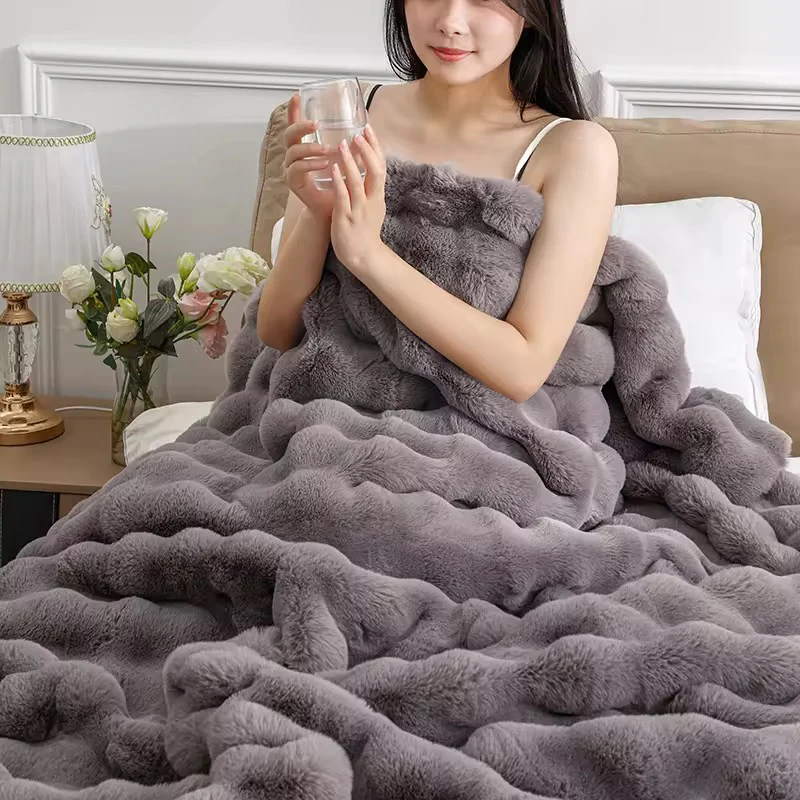 Luxury Double-Sided Fluffy Fleece & Flannel Blanket Extra Soft Cozy Throw for Bed, Couch, Home - Image 2