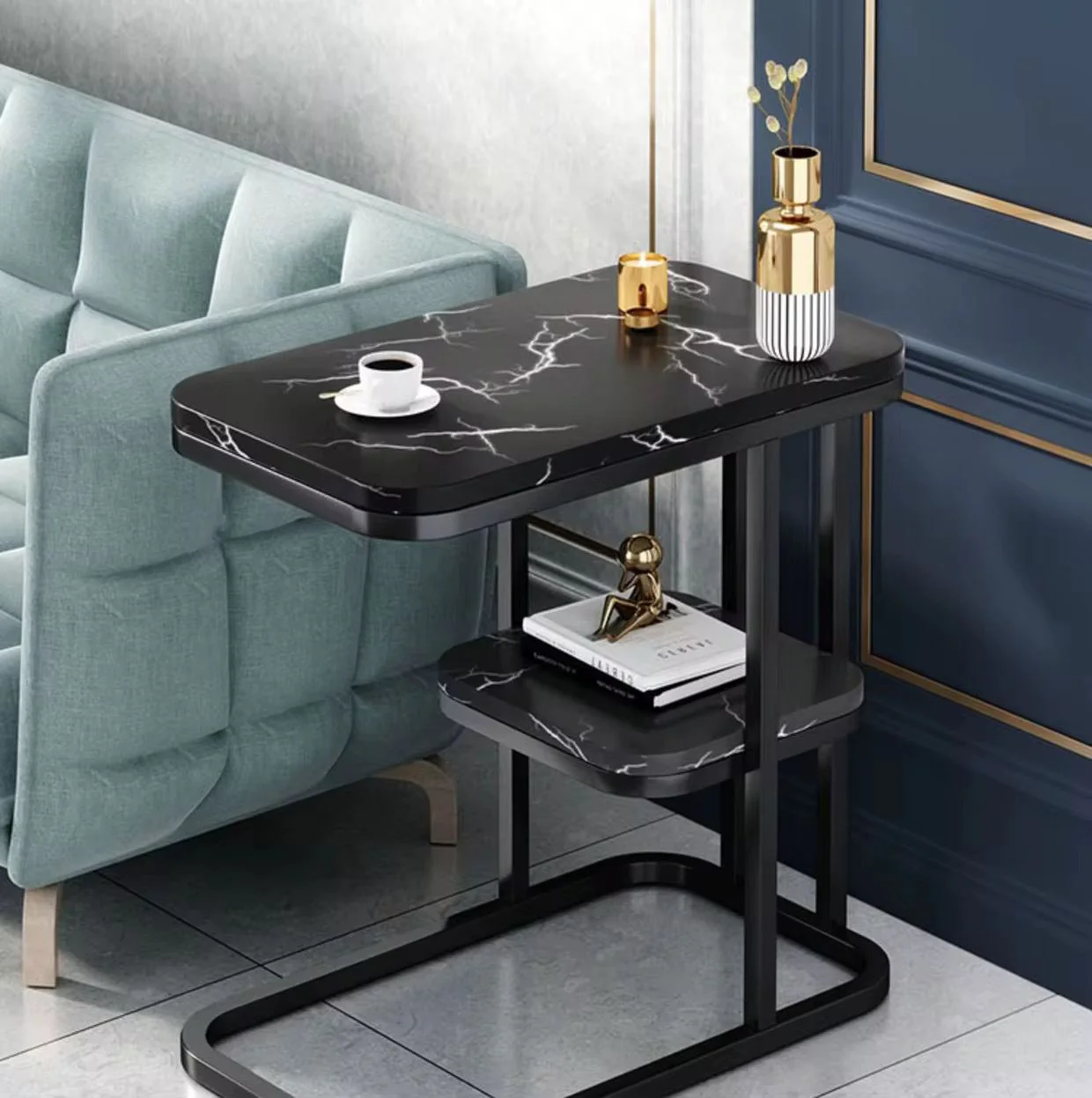 luxury marble textured side table - Image 6