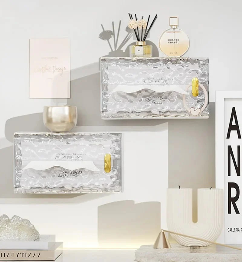 Luxury Tissue Serviette Box Wall-Mounted Acrylic Transparent Tissue Box - Image 3