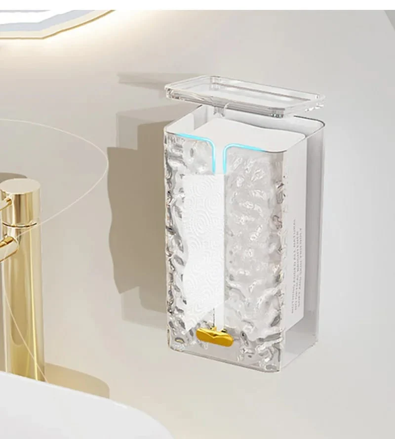 Luxury Tissue Serviette Box Wall-Mounted Acrylic Transparent Tissue Box - Image 5