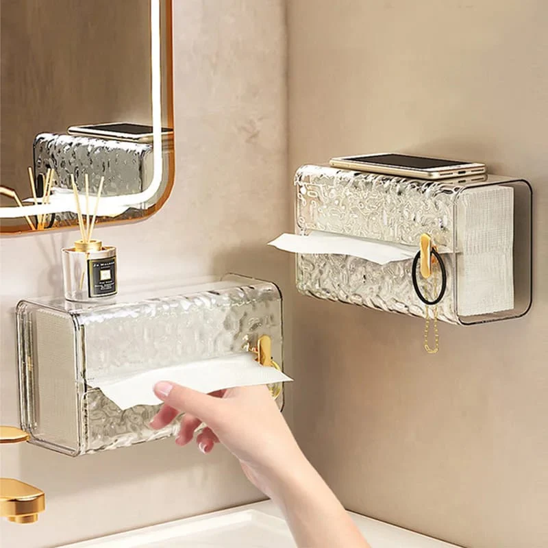 Luxury Tissue Serviette Box Wall-Mounted Acrylic Transparent Tissue Box - Image 7
