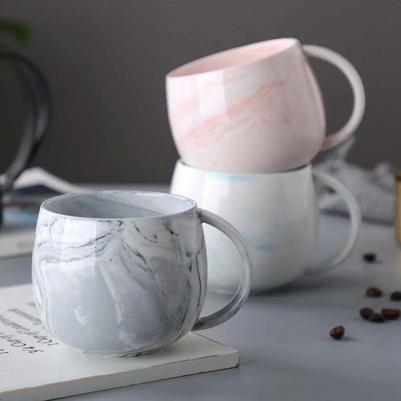 Marble Ceramic Coffee & Tea Cup Set of 6 – Elegant Home & Office Mug Set - Image 2