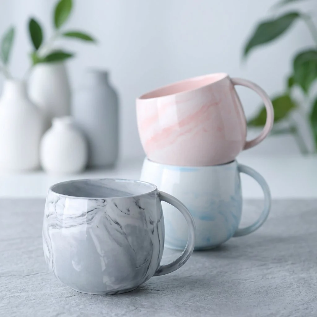 Marble Ceramic Coffee & Tea Cup Set of 6 – Elegant Home & Office Mug Set - Image 3