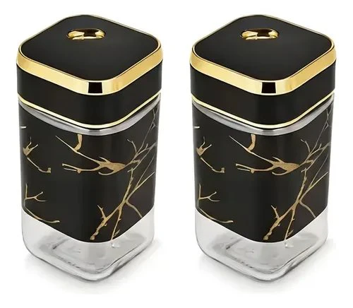 Marble Effect Salt & Pepper Shaker Set – Resin Dining Table Condiment Set - Image 2