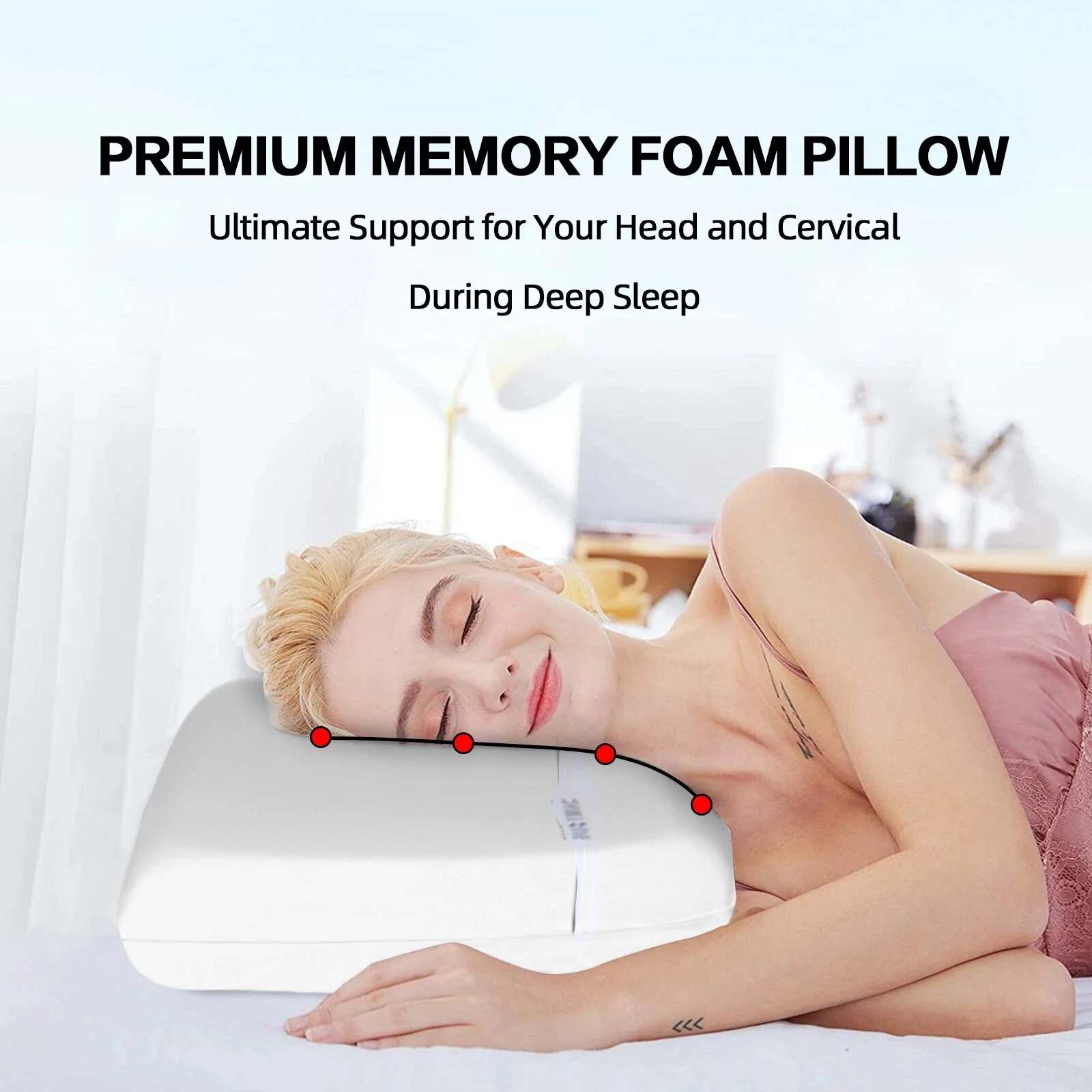 Memory Foam Large Soft Pillow Slow Bounce Back Deluxe Memory Foam Pillow 70x42cm - Image 3