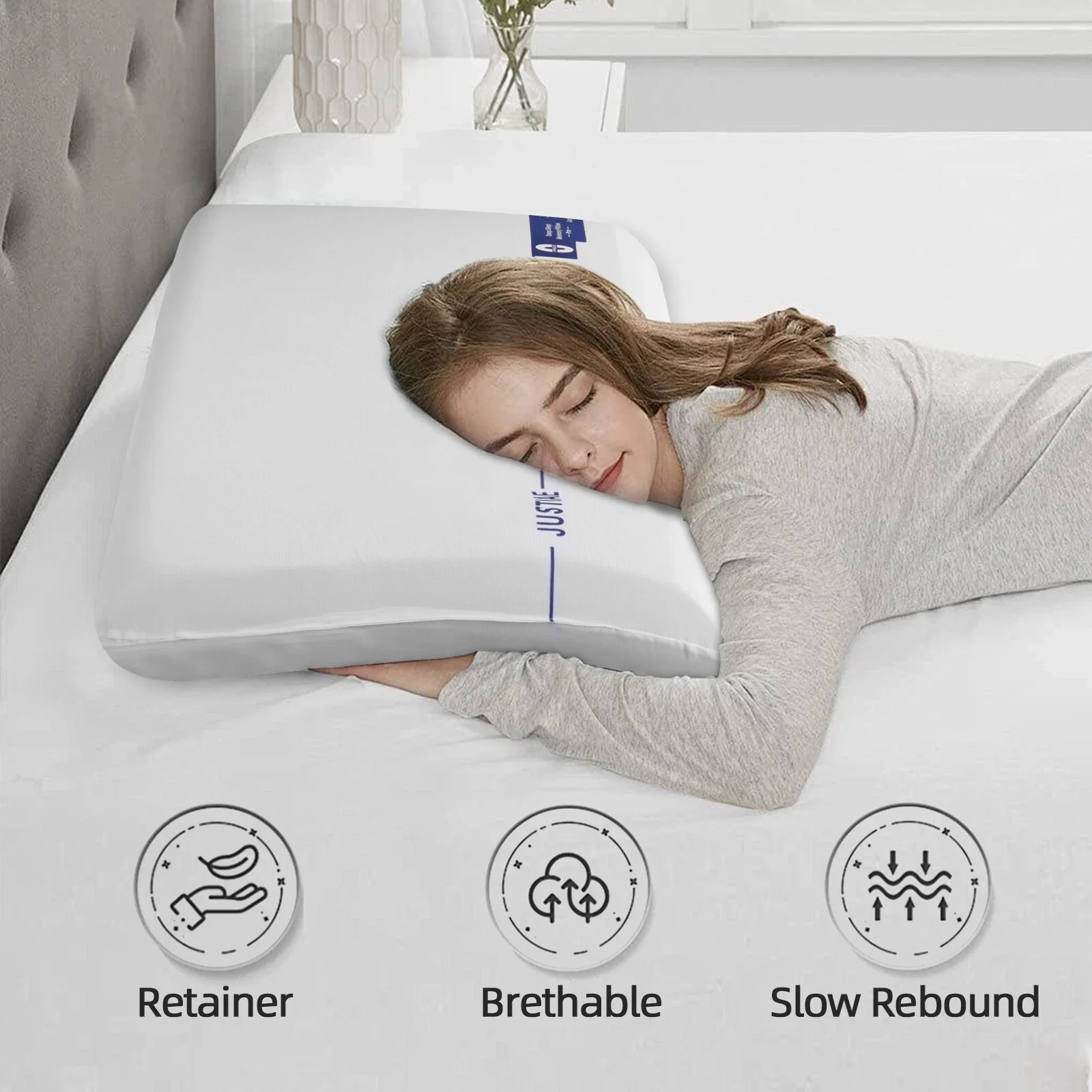 Memory Foam Large Soft Pillow Slow Bounce Back Deluxe Memory Foam Pillow 70x42cm - Image 9