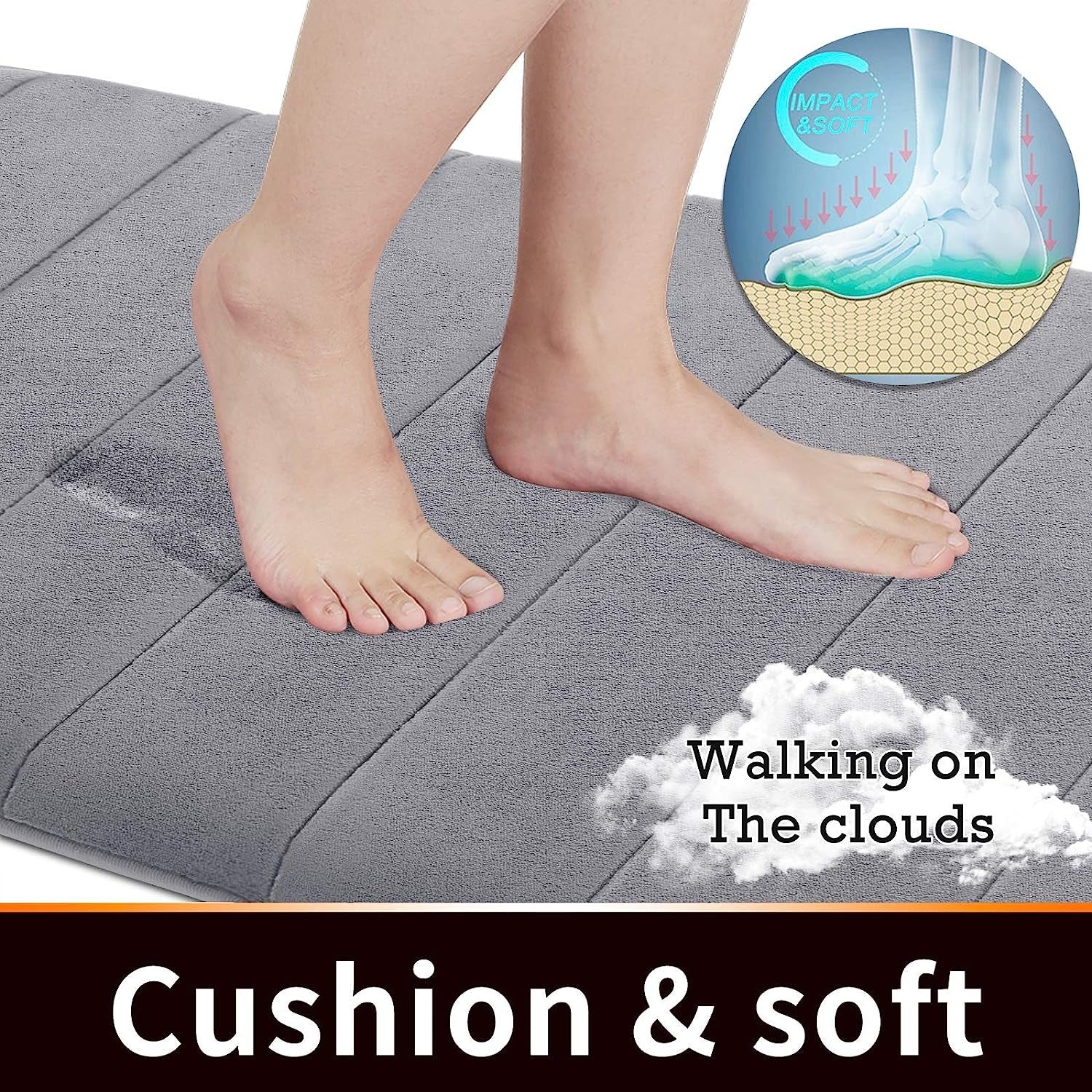 Memory Foam Soft Bath Mats - Non Slip Absorbent Bathroom Rugs - Image 5