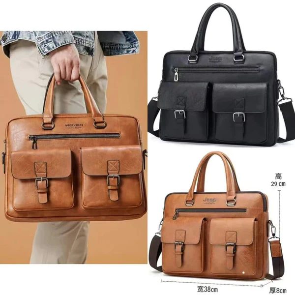 Men's Retro Leather Business Laptop Briefcase| Large Capacity Satchel Bag - Image 4