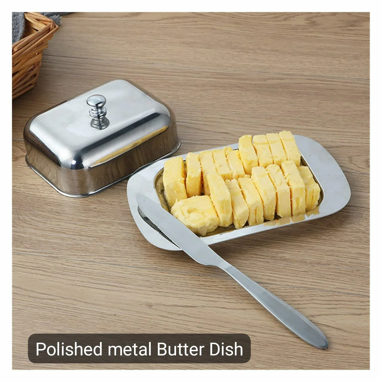 Metal Butter Dish with Lid Butter Dish - Image 3