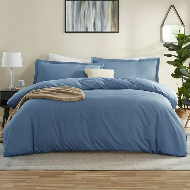 Microfiber Duvet & Quilt Cover Set King – 4 Piece Set with Pillow Shams - Image 2