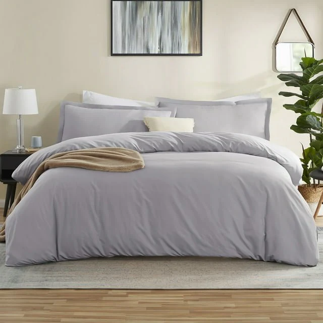Microfiber Duvet & Quilt Cover Set King – 4 Piece Set with Pillow Shams - Image 6