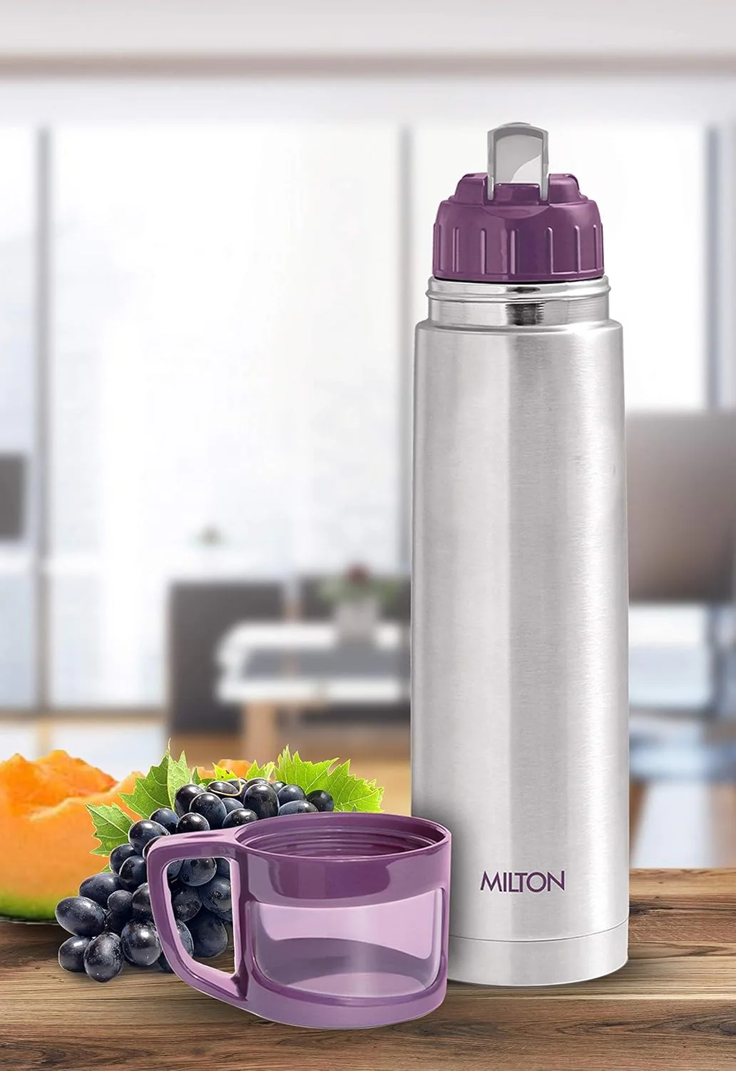 Milton Glassy 1000 Thermosteel Bottle – 24 Hours Hot & Cold, 1 Litre with Bag & Drinking Cup Lid - Image 3