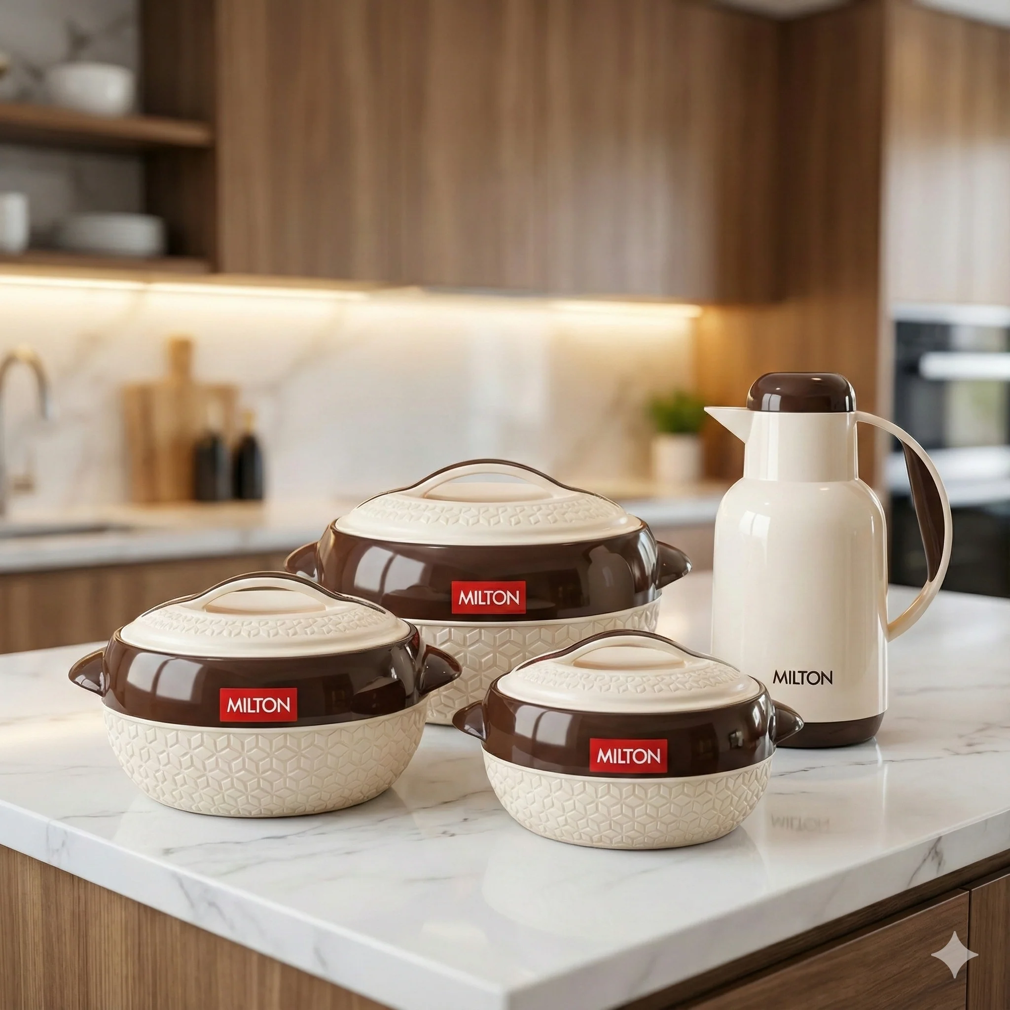 Milton Matrix Hotpot Set 4 Pcs  1000ml 1500ml 2500ml Food Containers + 1000ml Flask for Hot Meals and Drinks - Image 3