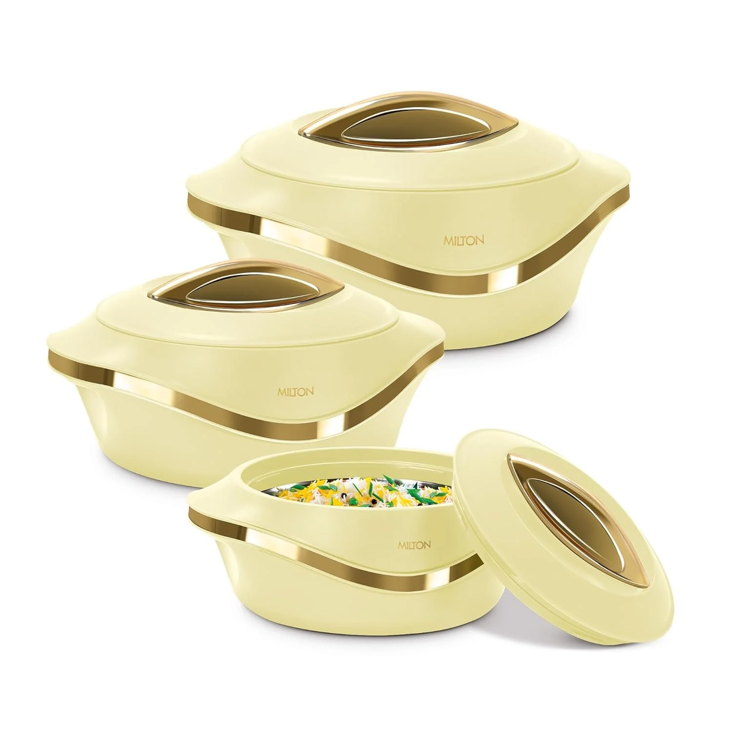 MILTON Pearl 4pcs Inner Stainless Steel Hot Pot Food Warmers - Image 4