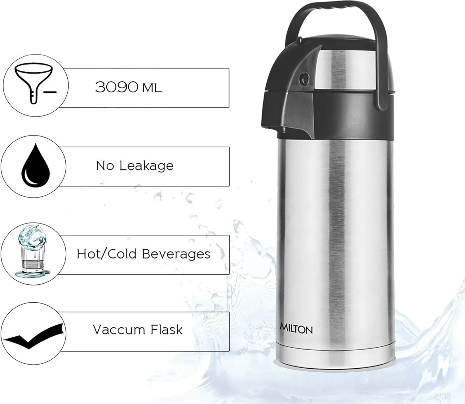 Milton Stainless Steel Beverage Dispenser Vacuum Insulated Tea & Coffee Server Vacuum Flask - Image 4
