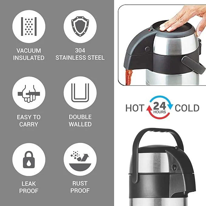 Milton Stainless Steel Beverage Dispenser Vacuum Insulated Tea & Coffee Server Vacuum Flask - Image 6