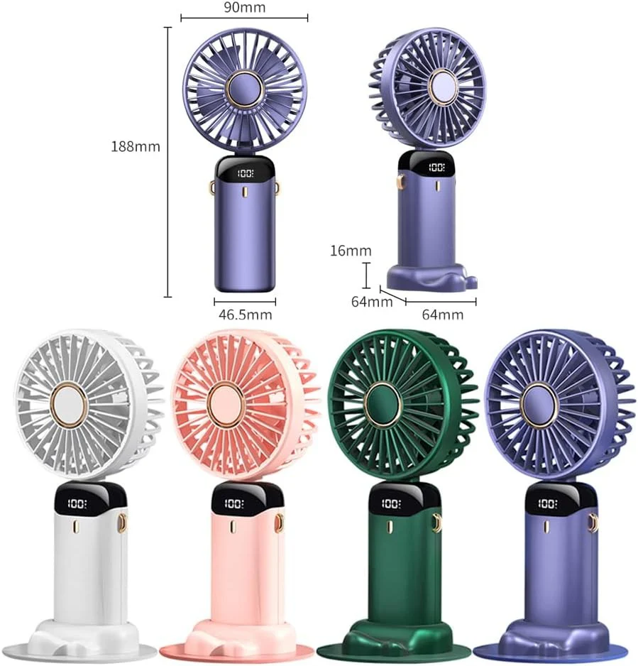 Mini Handheld Fan, Portable USB Desk Fan, 3000mAh Rechargeable 5 Speed Foldable Silent Fan, Suitable for Home Office Travel - Image 2