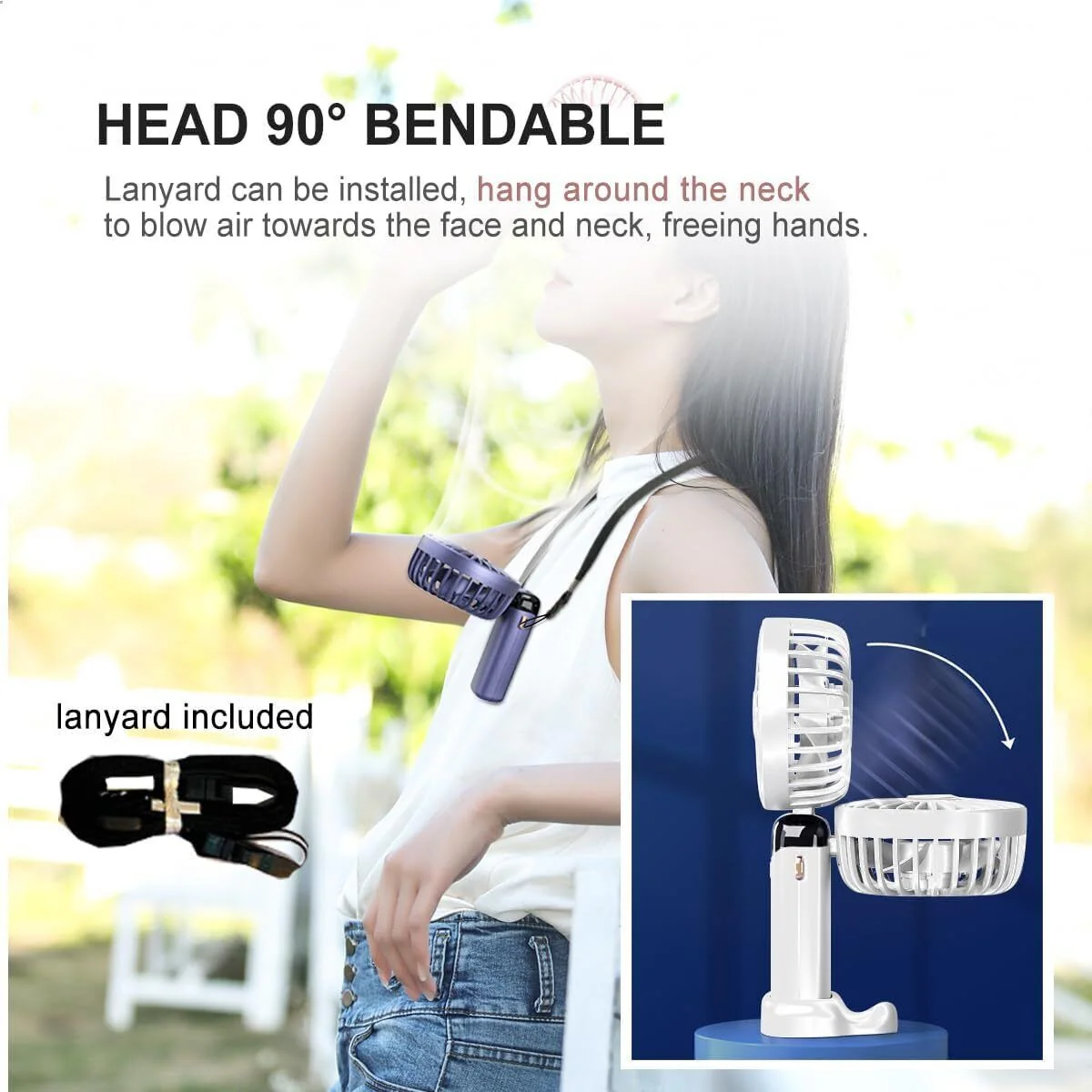 Mini Handheld Fan, Portable USB Desk Fan, 3000mAh Rechargeable 5 Speed Foldable Silent Fan, Suitable for Home Office Travel - Image 5