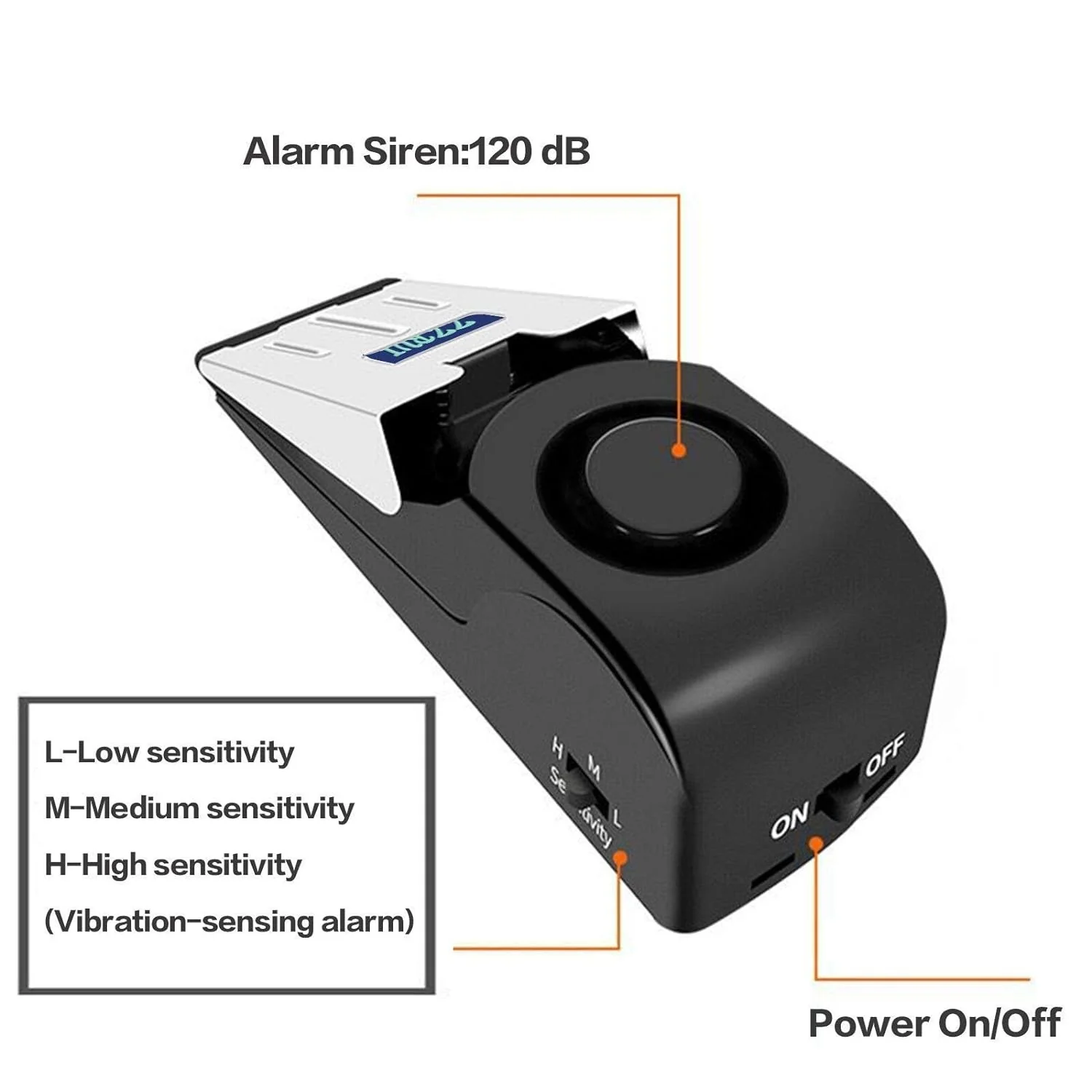 Mini Wireless Vibration Triggered Wedge Shaped Door Stopper Alert Home Security - Image 3