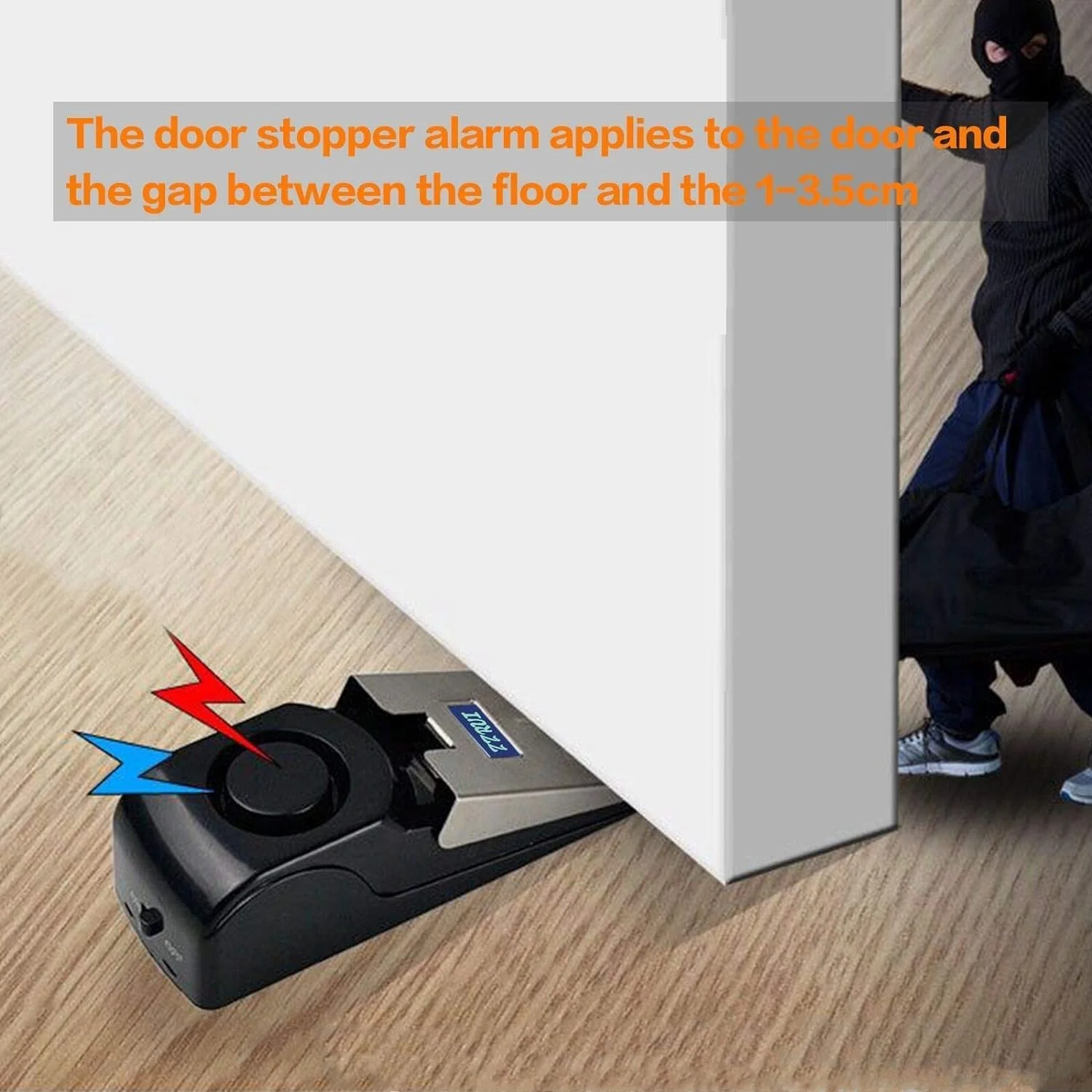 Mini Wireless Vibration Triggered Wedge Shaped Door Stopper Alert Home Security - Image 4